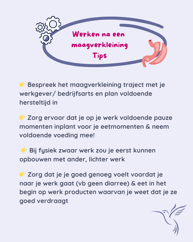 Werken na een maagverkleining tips (1) Werken na een maagverkleining tips